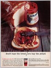 1964 Kraft Grape Jelly Vintage Print Ad PB&J Peanut Butter Sandwich Art picture