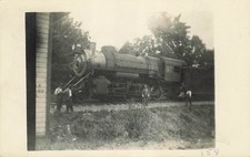 Vintage RPPC Steam Train Locomotive Railroad Workers Postcard AZO 1910s picture