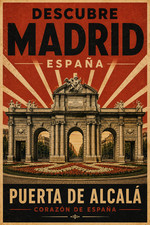 Madrid Puerta de Alcalá Poster 13x19 – Vintage Spain Travel Art Retro Spanish picture