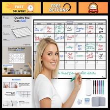Large 24x36 Dry Erase Wall Calendar - Giant Reusable Monthly Planner, Whiteboard picture
