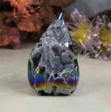 150-200g Titanium Angel Aura Sphalerite Flame Tower Rainbow Crystal Cluster picture