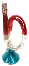 Antique 1930s Patriotic Blown Glass Horn Christmas Ornament Made In Germany picture