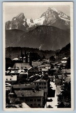 Bavaria Germany Postcard Berchtesgaden Aerial View Mountain c1930's RPPC Photo picture