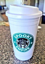 SPOOKY EMPIRE CONVENTION HARD PLASTIC HALLOWEEN COFFEE CUP AND COVER picture