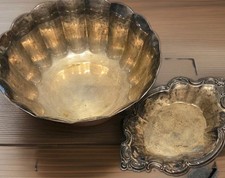 International Silver Co Bowl & Tray Set Heavy Tarnish Silver Plate Set picture