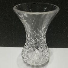 Hand Cut Lead Crystal Vase Beautiful Etched 6