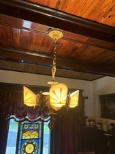Vintage Beardslee Williamson Art Deco Style Slip Shade Hanging Fixture Ceiling picture