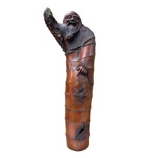 Natural Bamboo Curved Old Man Fishing Art Figure ws4788 picture