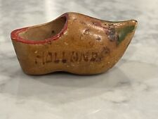 Vintage Holland Carved Gand Painted Wood Shoe Clog picture