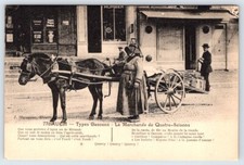 Postcard Auch France Gascon Types The Four Seasons Merchant horse cart woman picture