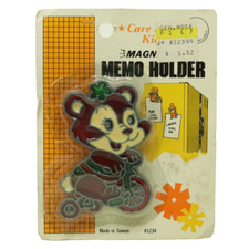 Vintage Travco Teddy Bear Bicycle Magnet Memo Holder Fridge Locker Decor picture