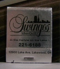Rare Vintage Matchbook X2 Lakewood Ohio Swingos Silver Quill Carlyle On Lake picture
