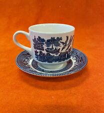 Churchill Made in England Blue Willow Pattern Tea Cup and Saucer Set picture