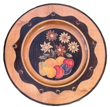 SPOLDZIELNIA RZEMIESLNICZA Hand Carved Painted Wood Plate Art VTG Made In Poland picture