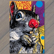 POSTCARD Cartoon Rodent Big Red Nose Blue Eyes Colorful Pop Surreal Fantasy picture