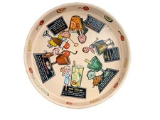 Vintage MCM 50s Masonware Cocktail Tray Characters Cocktail Recipes 13” Retro picture
