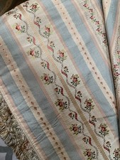 Vintage French Silk Curtain Panel Lined Double Silk Floral Stripe - 131” X  48” picture
