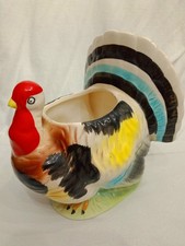 Vintage Glazed Ceramic Turkey Planter - Candy Dish - Table Centerpiece picture