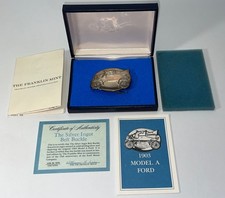 Franklin Mint 1903 Model A Ford Silver Ingot Belt Buckle, Solid .925 Silver picture