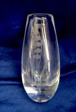 Orrefors Crystal Small Vase ABA 1986 NYC Etched Lily Of The Valley picture