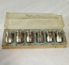 Sterling Silver Small Salt & Pepper Shakers Set of 6 Pieces in Box picture