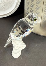 Swarovski Crystal Parrot on Branch Colored Eyes w/ Original Box Vintage Retired picture