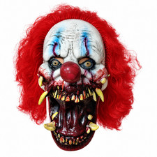Halloween Bloody Terror Clown Latex Headset, Red Hair Fang Big Mouth Mask picture