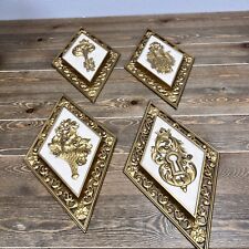 Vintage Dart Ind. Gold Diamond Shaped Wall Hangings Plaques #4271 Set of 4 picture