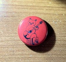 Vintage 80s 90s Style Pin Button Siamese Cat Playing Guitar Cute Kitty 1” 41-32 picture