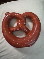 Brown Ceramic Pretzel Vase White Salt Speckles Novelty Food Decor Made in China picture