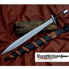 Xiphos Sword – 24 Inch Hand Forged Carbon Steel Greek Leaf Blade with Full Tang  picture