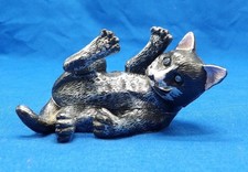 VTG Rucinni Bejeweled Hinged Trinket Box - Gray Cat - Preowned picture