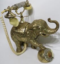 Solid Brass Elephant 1960's Telephone Rotary Dial Desk Phone Brass 13 lbs. picture