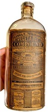 Antique Lydia Pinkham Vegetable Compound Bottle w Label Lynn Massachusetts c1920 picture