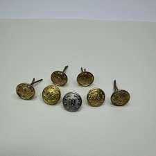 Vintage P Metal Button Police Mixed Lot of 7 Gold Tone & Silver Tone picture