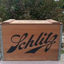 Vintage Schlitz Lager Wooden Beer Crate Box Breweriana Advertising Collectible picture