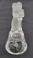 N) Vintage Crystal Clear Frosted Bride Groom Wedding Glass Hand Bell picture