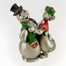 Hudson LaRocca Pewter Villagers Figurine 4296 Catherine And Snowman 1988 picture