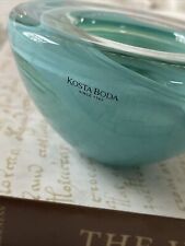 Kosta Boda Sweden Aqua Blue Green Swirl  Art Glass Bowl picture