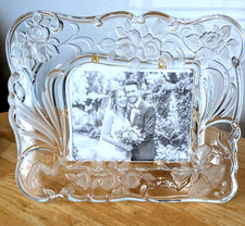 Large MIKASA Picture frame Crystal Wedding Anniversary Frosted Rose 15