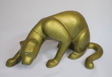 Vintage Dolbi Cashir Brass Crouching Panther Sculpture Mid Century Modern Korea picture