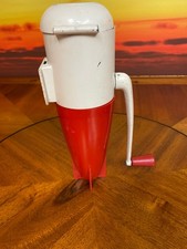 Vintage 1950’s Dazey Triple Hand Crank Ice Crusher Wall Mount Red & White #160  picture