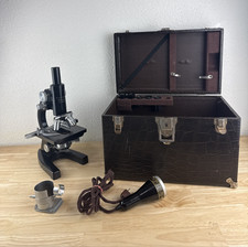 Vintage Ernst Leitz Wetzlar Microscope With Case, Lenses, W/ Extras - READ picture
