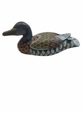 Vintage Hand Painted Carved Wood Decoy Duck Figure 11.5in picture