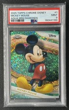 2025 Topps Chrome Disney Mickey Mouse #1 Aqua Mini Diamonds /199 PSA 9 picture