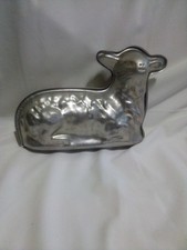 Vintage Aluminum Metal Lamb Sheep Cake 2 Pan Mold Easter Spring Kitchen Baking picture