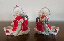 Vintage Napco Christmas Angel Candleholders Pair 3BX3782, 1959 picture