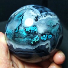TOP 533.9G 72mm Natural Polished Black Cherry Blossoms Agate Stone Ball A1930 picture