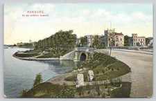 1904 Hamburg An der schönen Aussicht Germany Waterfront Bridge Postcard Dr picture