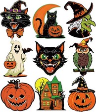 Large Vintage Halloween Decorations Double-Sided Cutouts Style 2 picture